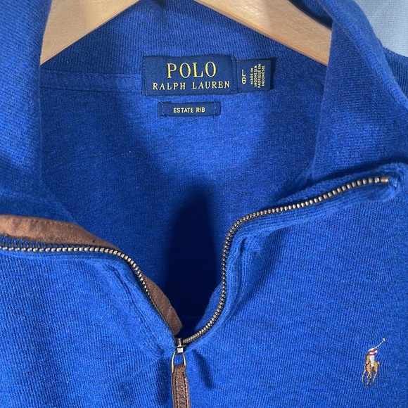 Blue Polo Ralph Lauren Estate Rib 1/4 Zip Sweater | EUC | Large - Picture 2 of 4